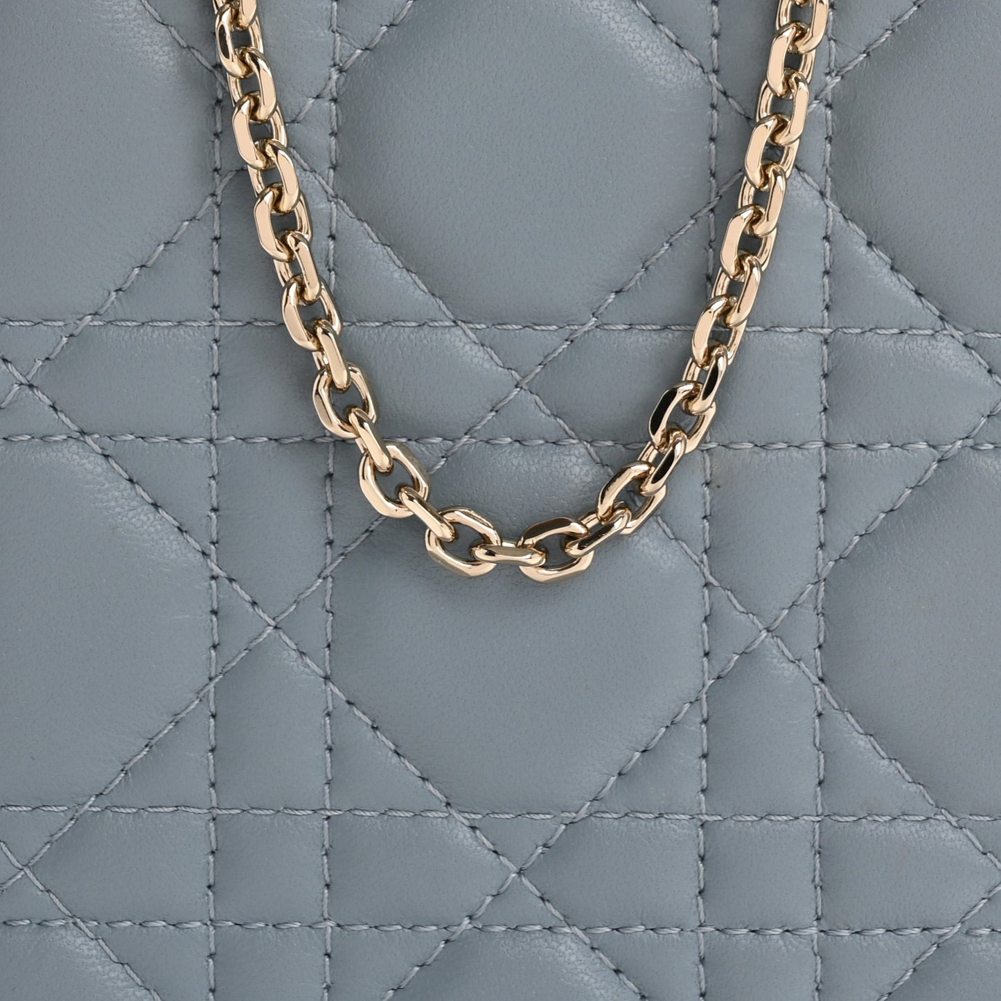 Lambskin Cannage Lady Dior Phone Holder Cloud Blue