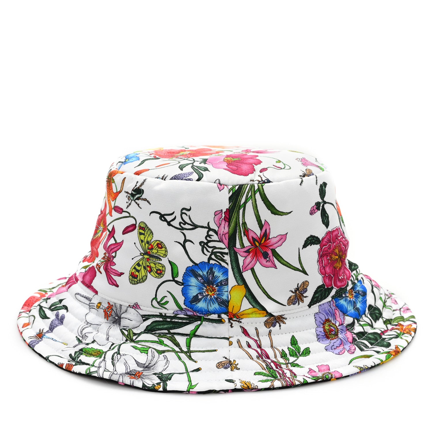 Gucci Silk Monogram Bob Reversible Flora Bucket Hat L White Multicolor 8 of 11
