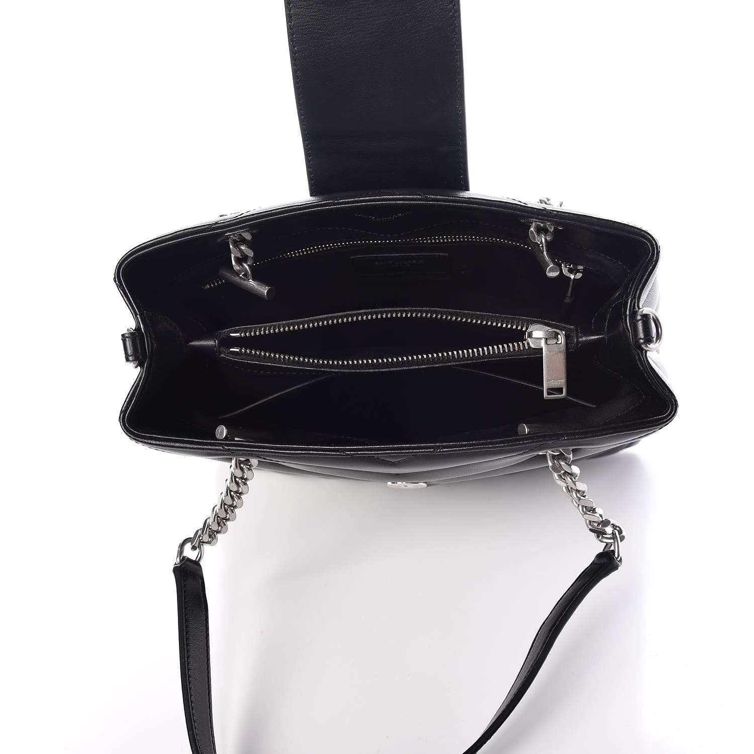 Saint Laurent Calfskin Y Quilted Monogram Small Loulou Shopper Black 7 of 9
