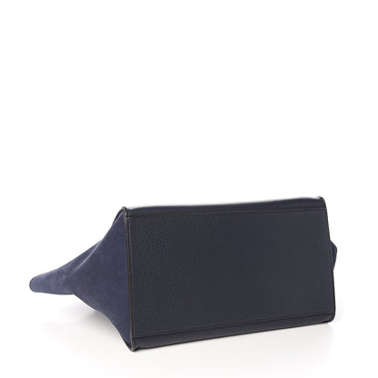 Celine Drummed Calfskin Suede Medium Trapeze Navy 3 of 9