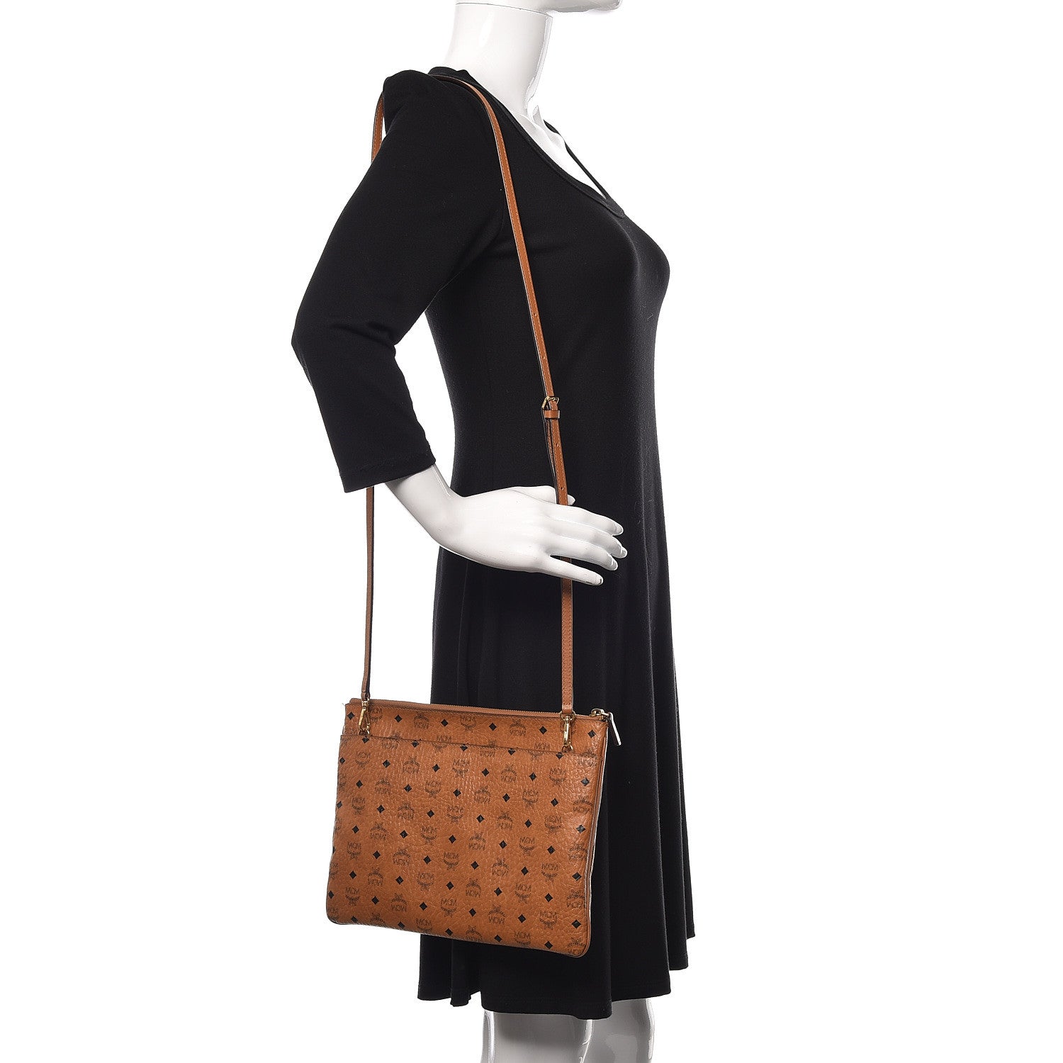 MCM Visetos Medium Crossbody Pouch Cognac 2 of 12