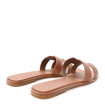 Hermes Box Calfskin Oran Sandals 37.5 Gold 5 of 10