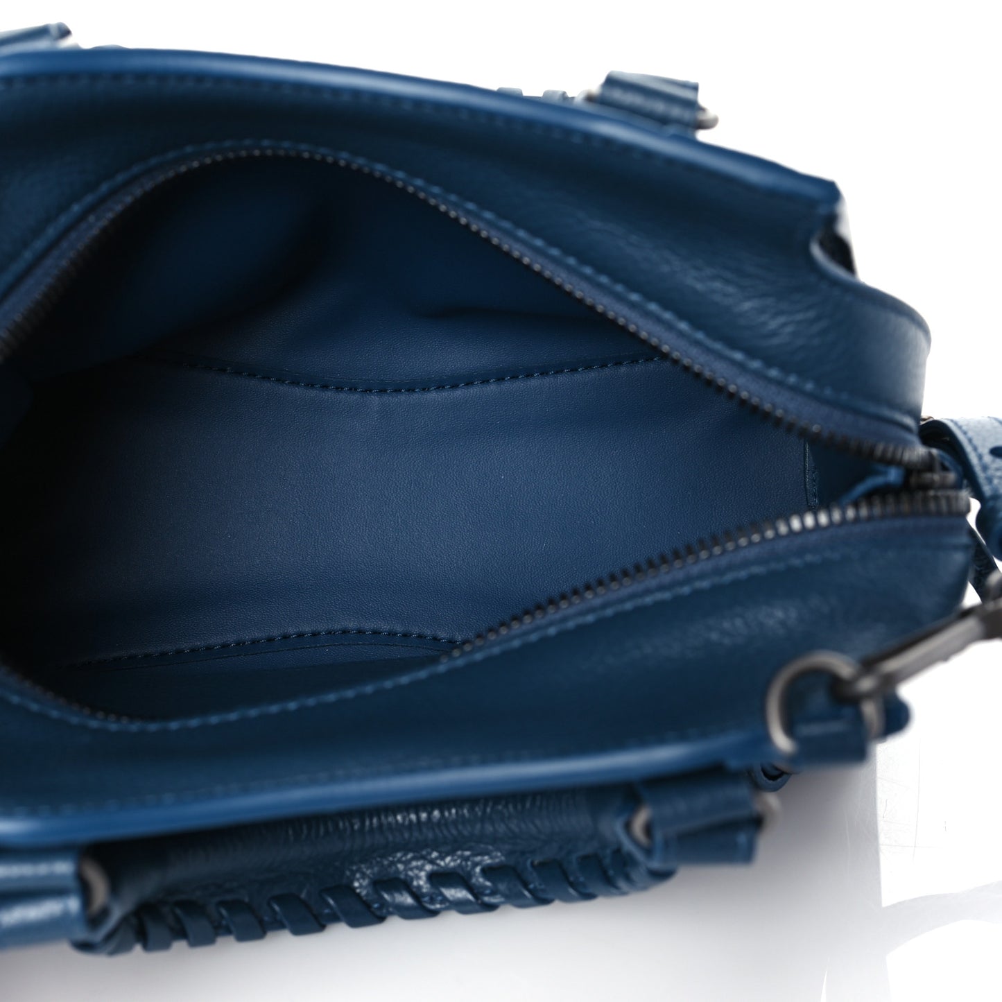 Grained Calfskin Neo Classic Silver Hardware Mini City Petrol Blue