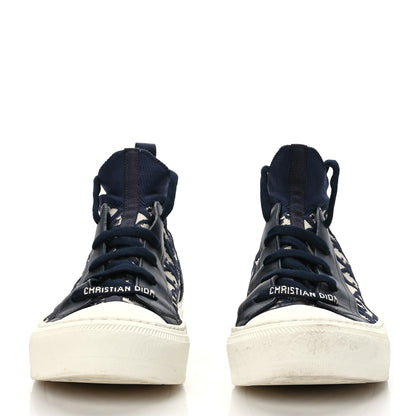 Christian Dior Technical Knit Calfskin Oblique Womens Walk'n Dior Mid Top Sneakers 36 Deep Blue 2 of 8