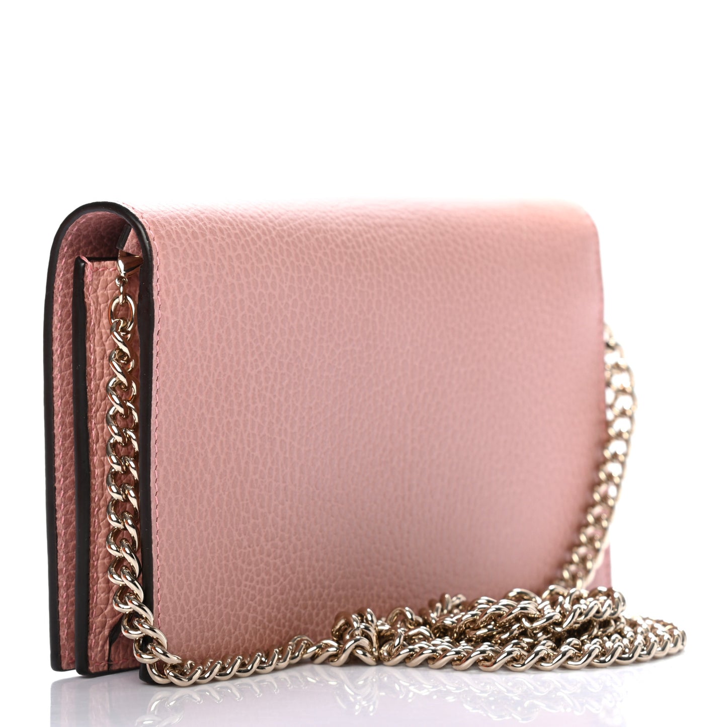 Dollar Calfskin Medium Betty Chain Wallet Soft Pink