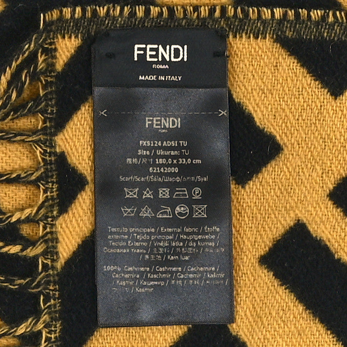 Fendi Cashmere FF Scarf Yellow Black 3 of 3