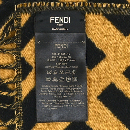 Fendi Cashmere FF Scarf Yellow Black 3 of 3