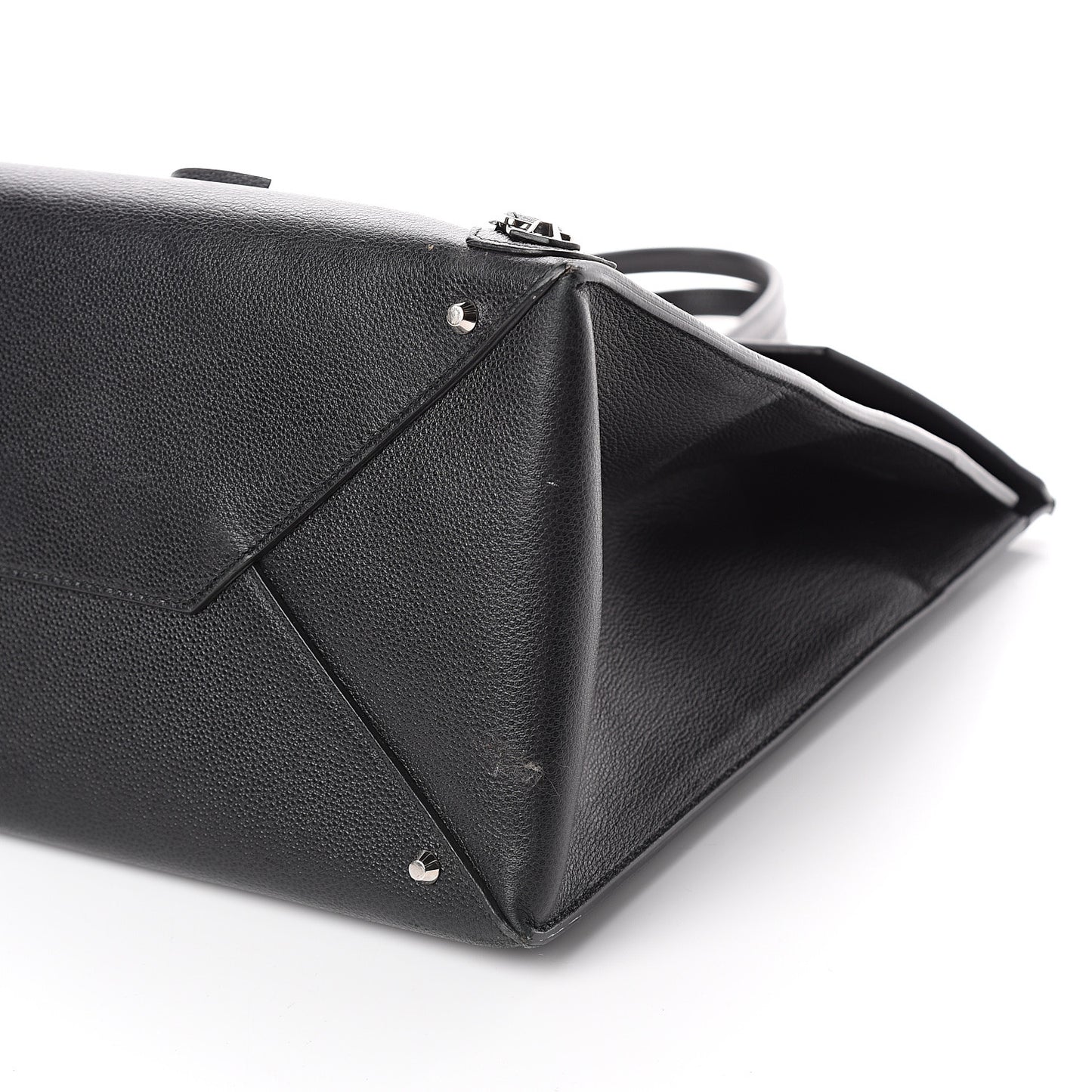 Grained Calfskin Papier Flap Tote Black