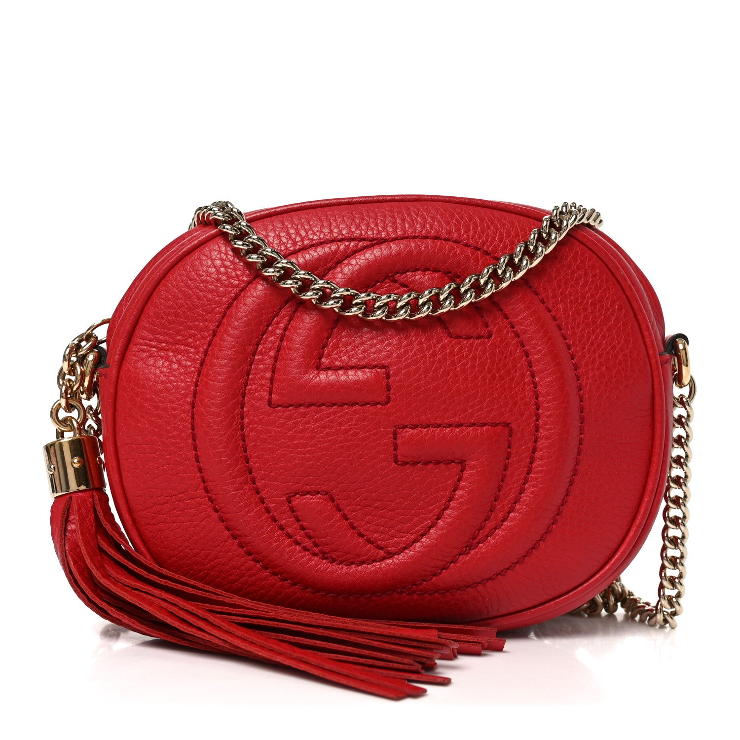 Gucci Pebbled Calfskin Mini Soho Chain Bag Tabasco Red 1 of 9
