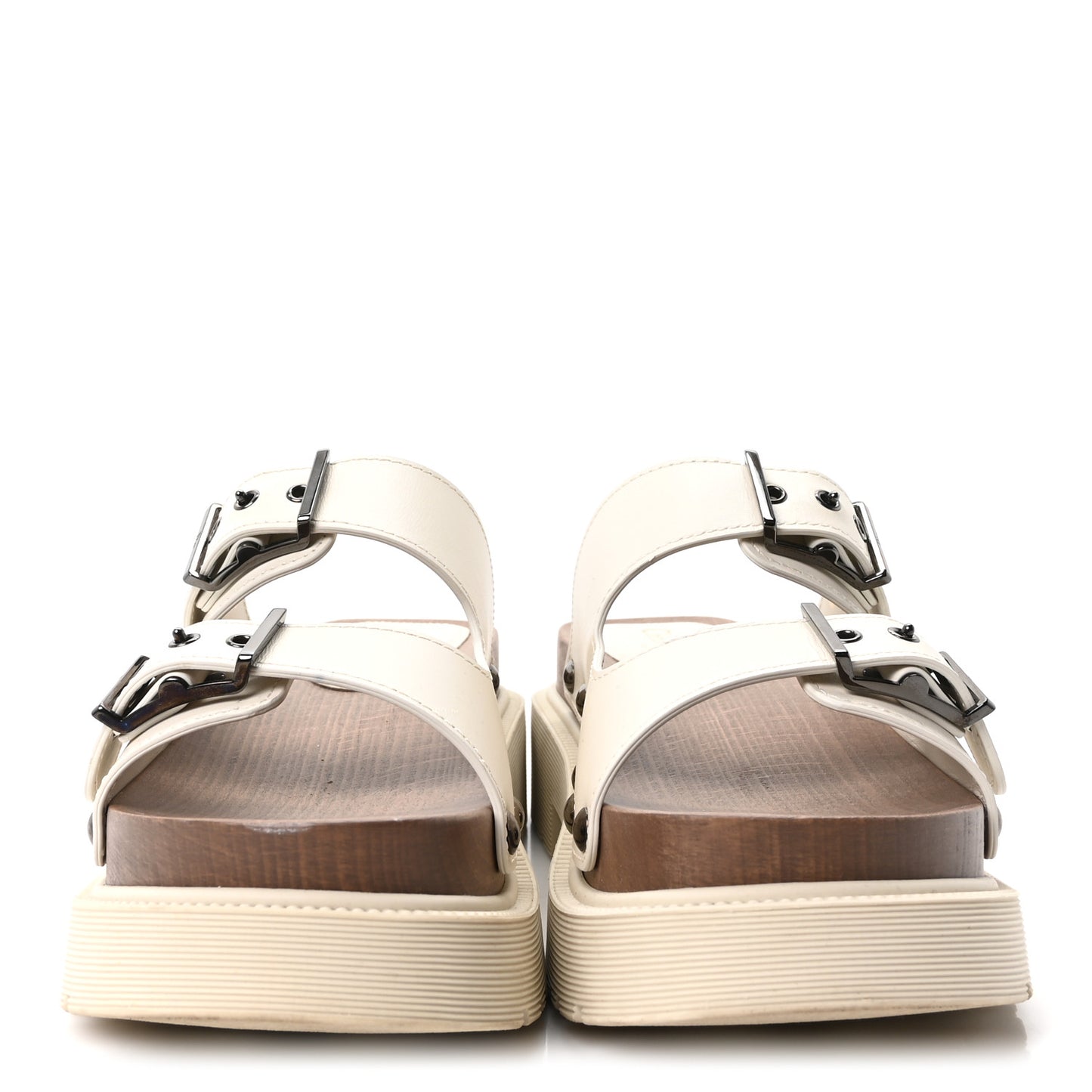 Calfskin Diorquake Buckled Lug Sole 15mm Sandals 38 White
