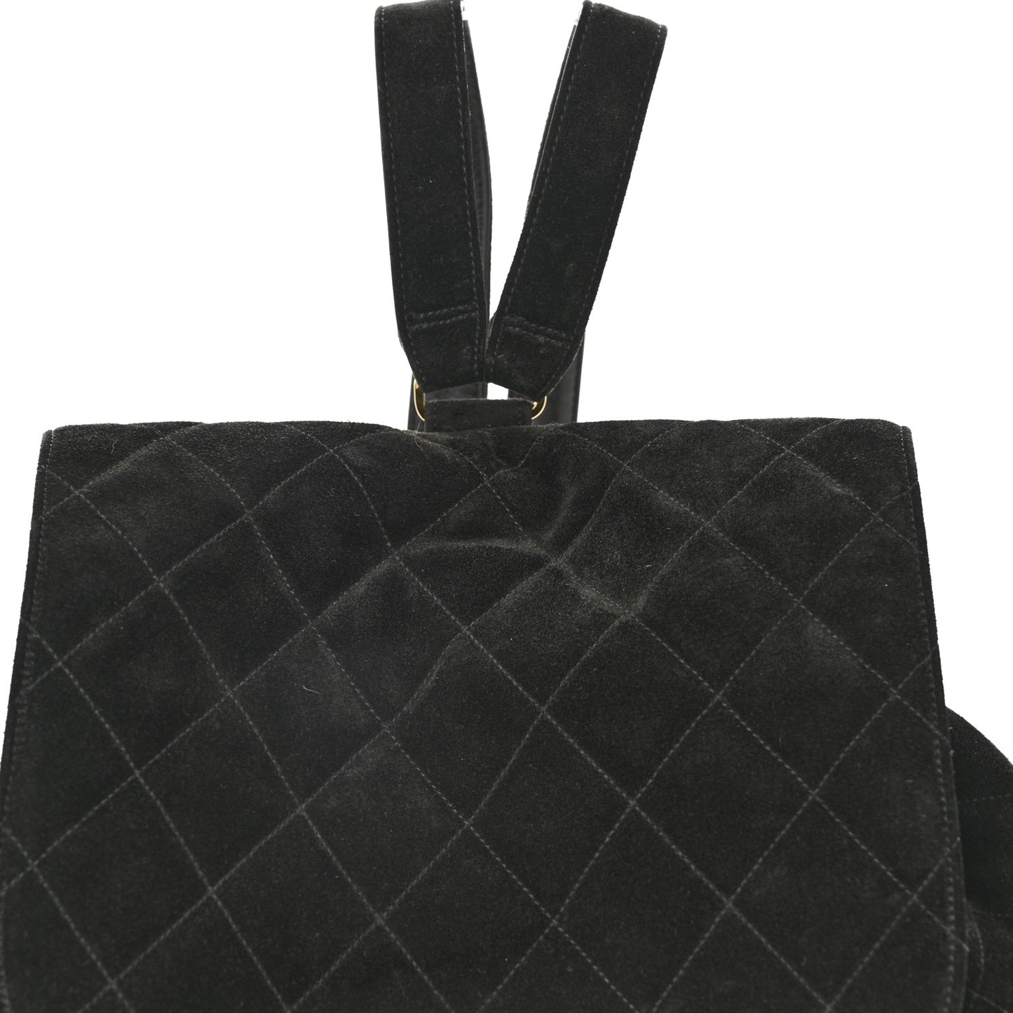 Suede Quilted CC Drawstring Backpack Black