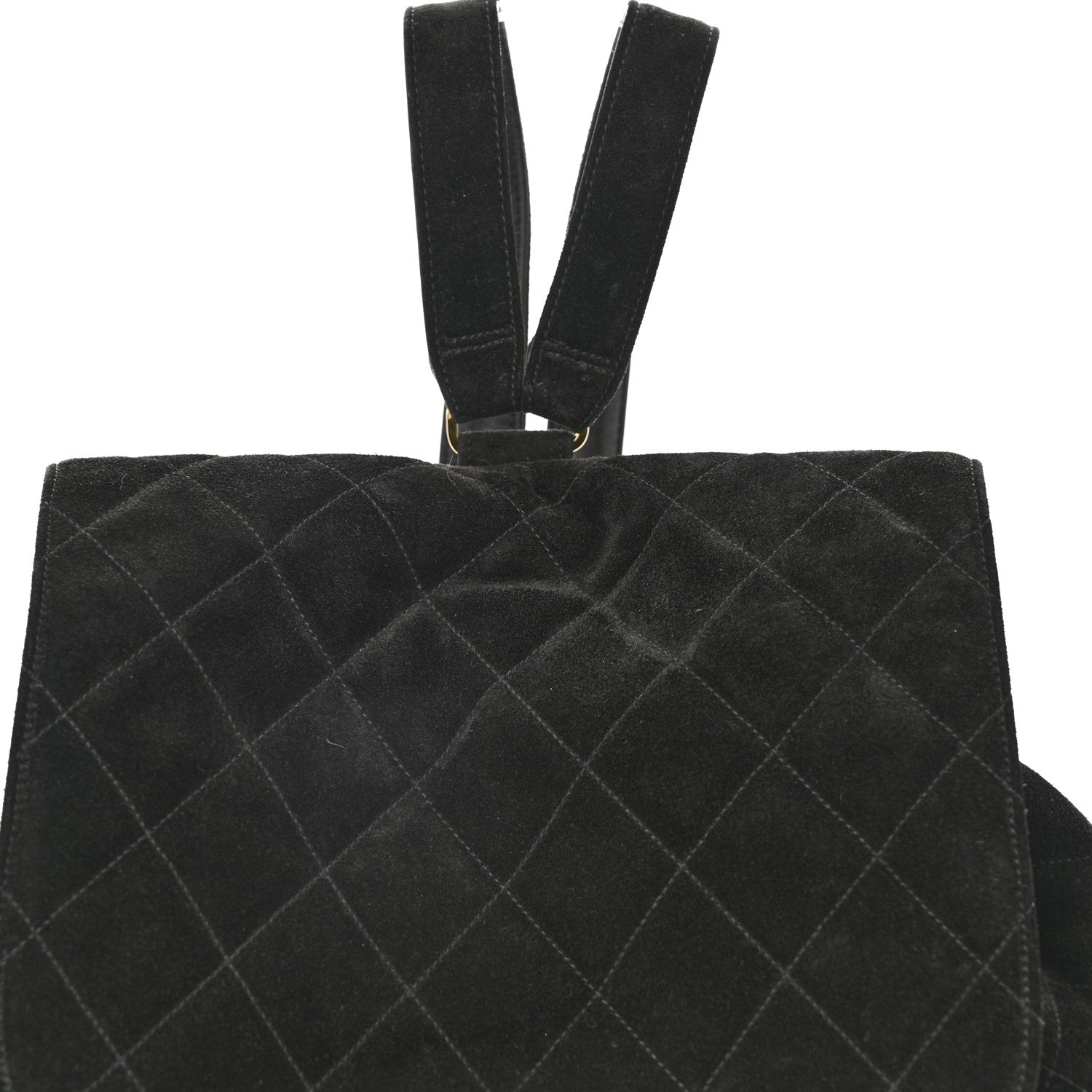 Chanel Suede Quilted CC Drawstring Backpack Black 8 of 13