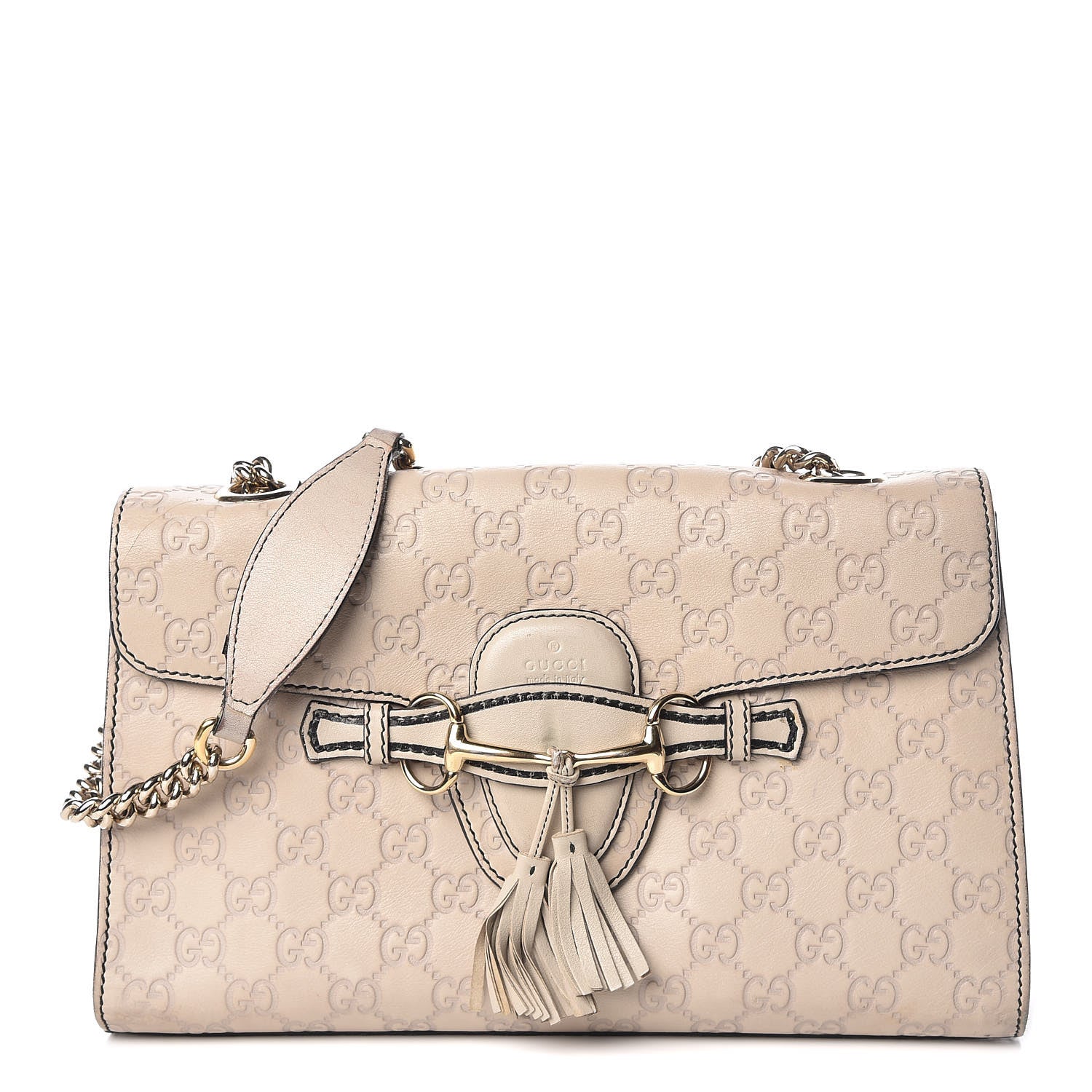 Gucci Guccissima Signature Medium Emily Chain Shoulder Bag Mystic White 1 of 19
