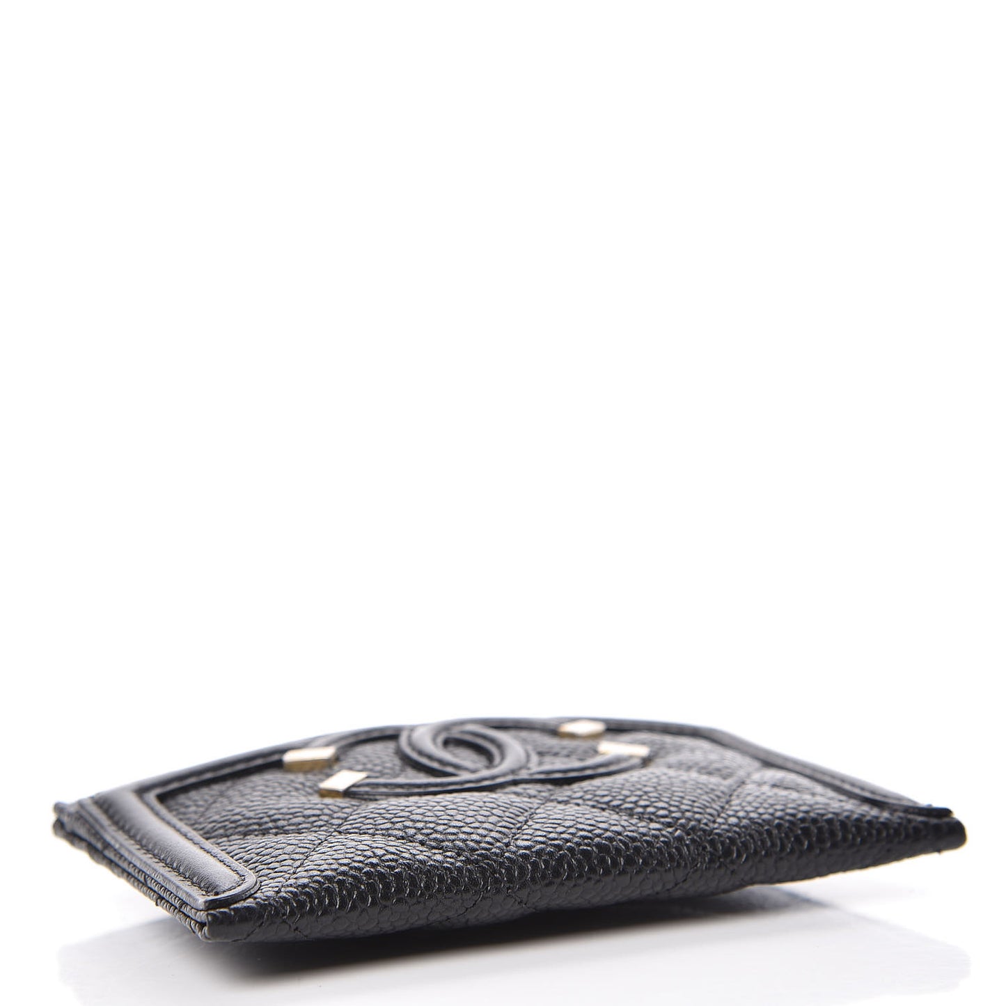 Caviar Quilted Filigree Card Holder Black