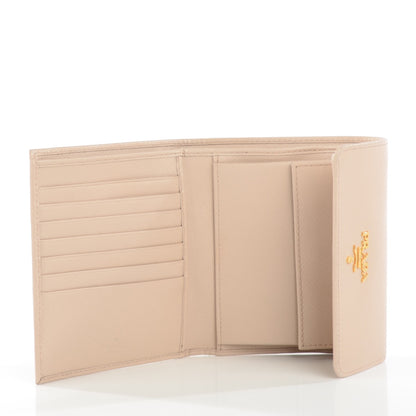 Prada Saffiano Metal Tri-Fold Wallet Cipria 7 of 9