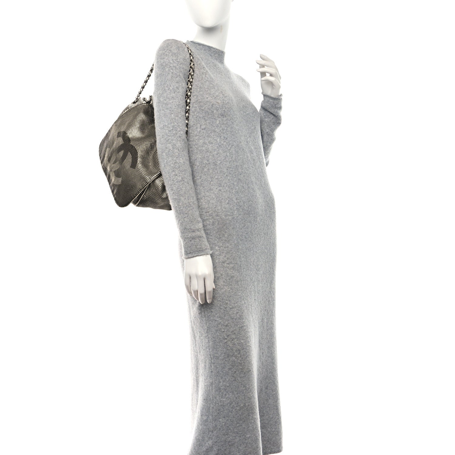 Chanel Metallic Lambskin Perforated Hollywood Accordion Flap Bag Silver 2 of 10