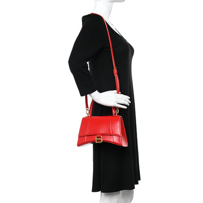 Balenciaga Shiny Box Calfskin Small Hourglass Top Handle Bag Bright Red 2 of 11