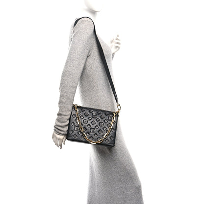 Louis Vuitton Lambskin Embossed Monogram Coussin PM Black 2 of 11