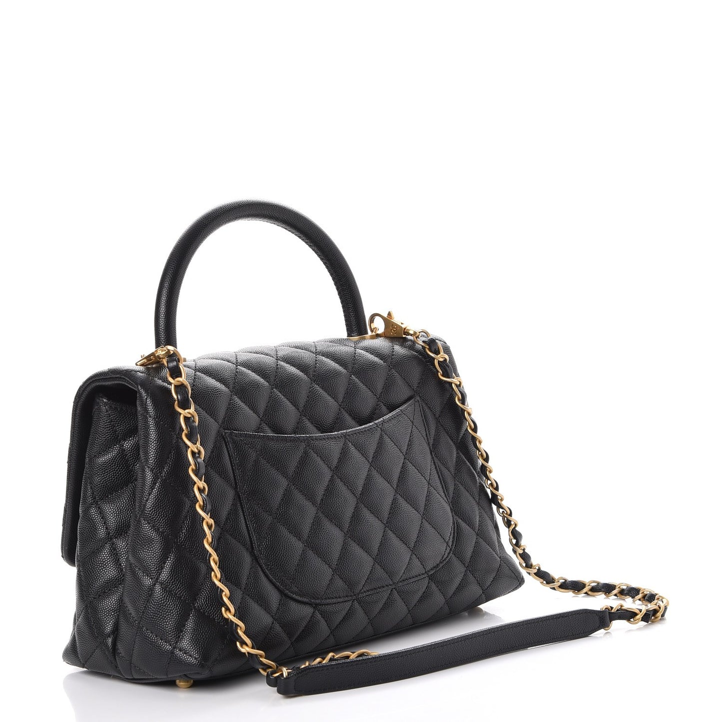 Caviar Quilted Small Coco Handle Flap Black