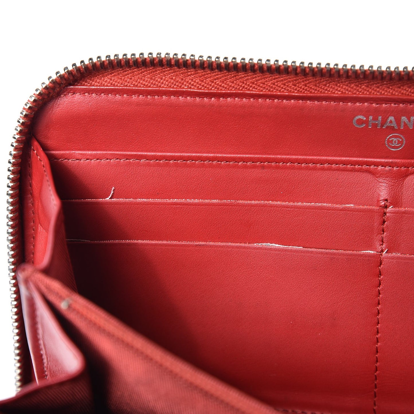 Caviar Quilted Large Gusset Zip Around Wallet Red