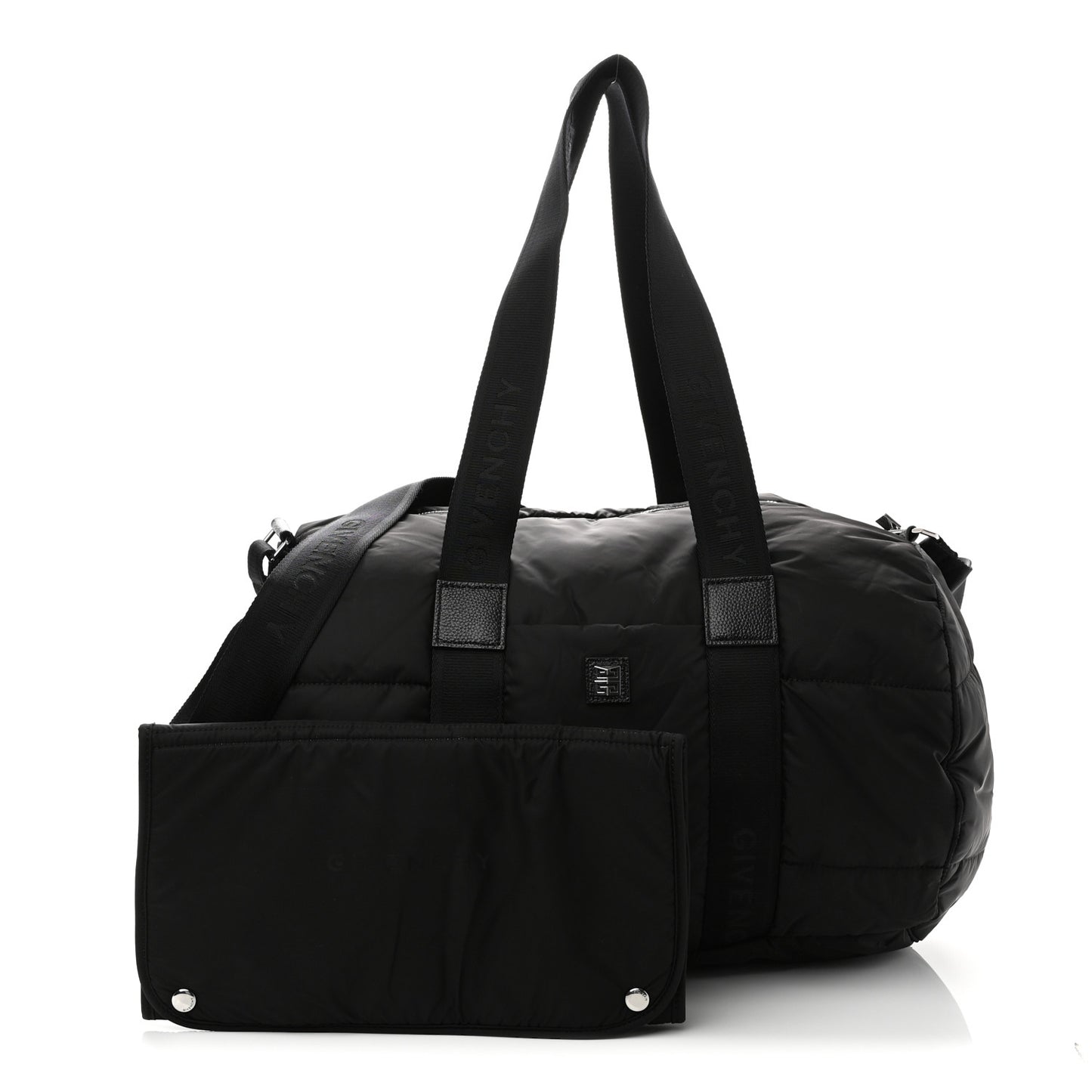 Padded Nylon Logo Diaper Bag Black