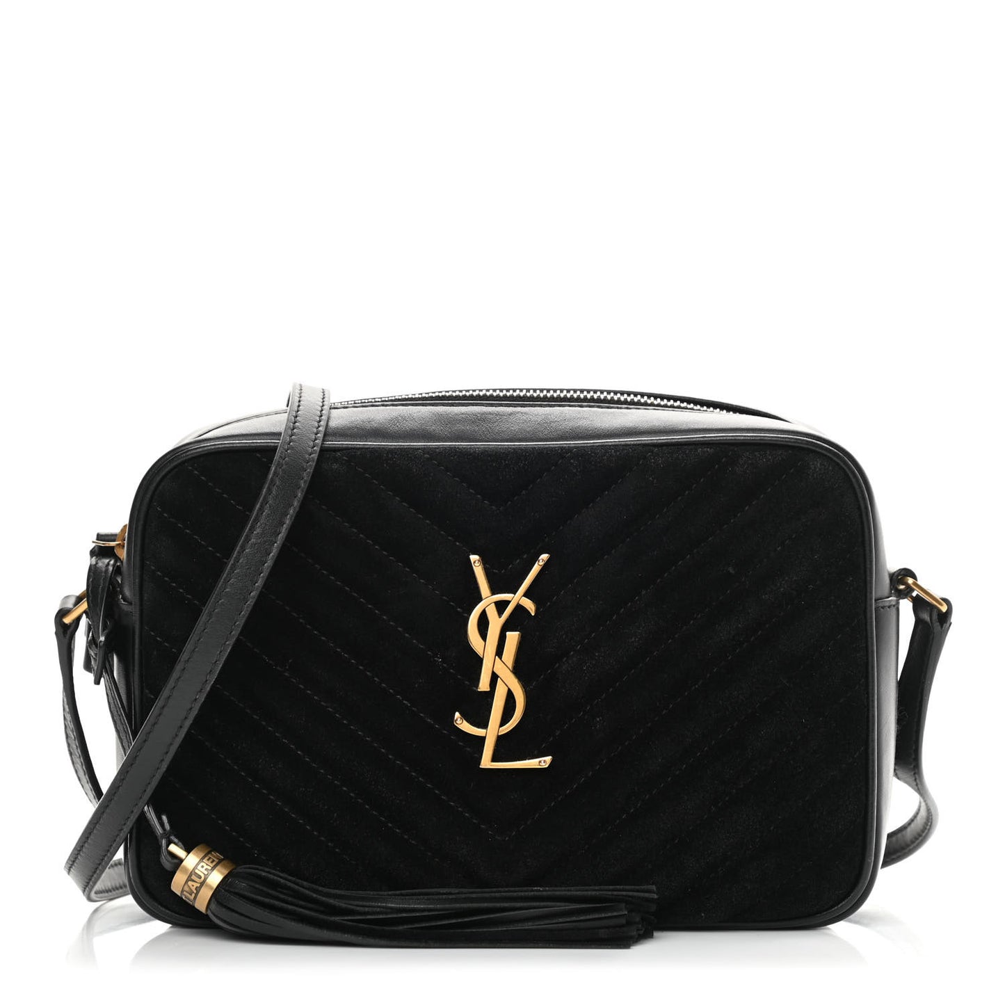 Suede Calfskin Monogram Lou Camera Bag Black
