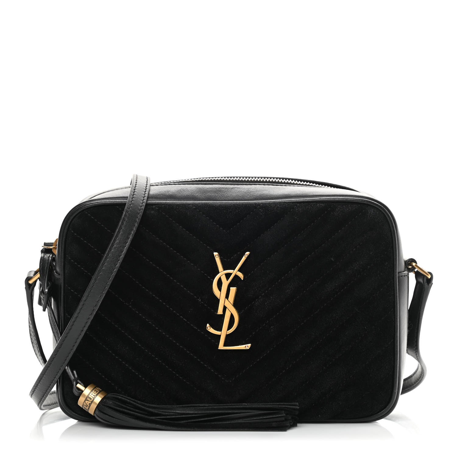 Saint Laurent Suede Calfskin Monogram Lou Camera Bag Black 1 of 14