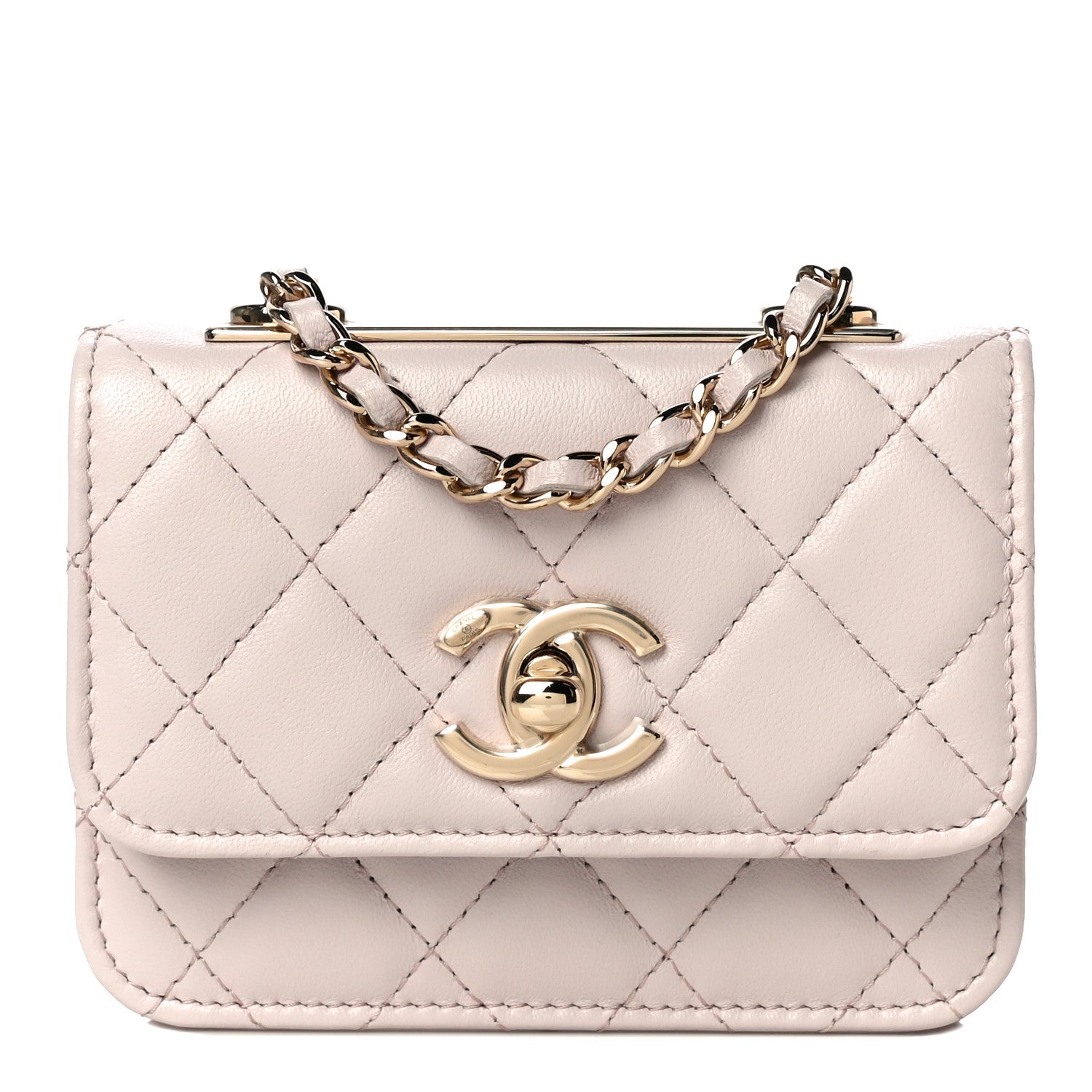 Chanel Lambskin Quilted Trendy CC Card Holder On Chain Light Pink 1 of 13