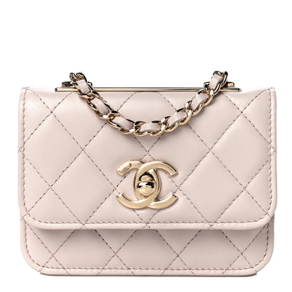 Chanel Lambskin Quilted Trendy CC Card Holder On Chain Light Pink 1 of 13