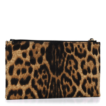 Saint Laurent Canvas Calfskin Leopard Monogram Bill Pouch Natural 3 of 9