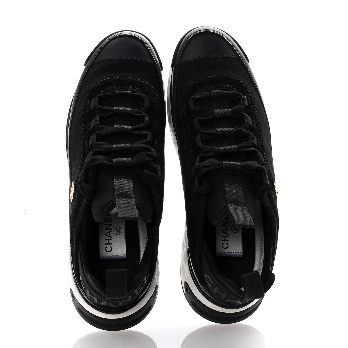 Velvet Calfskin Mixed Fibers CC Sneakers 39.5 Black
