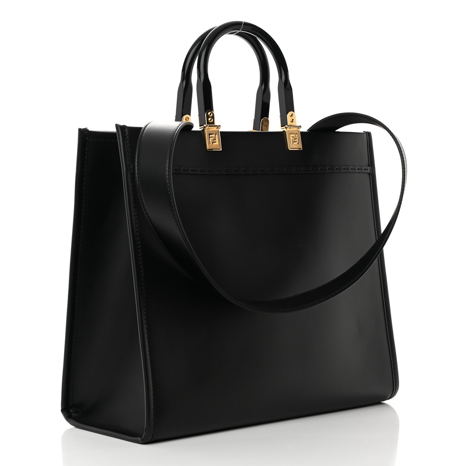 Fendi X VERSACE Calfskin Plexiglass Fendace Medium Fendi Sunshine Shopper Tote Black 3 of 11