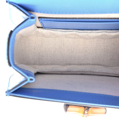 Gucci Boarded Dyana Lux Calfskin Web Mini Bamboo 1947 Top Handle Bag Blue 5 of 12