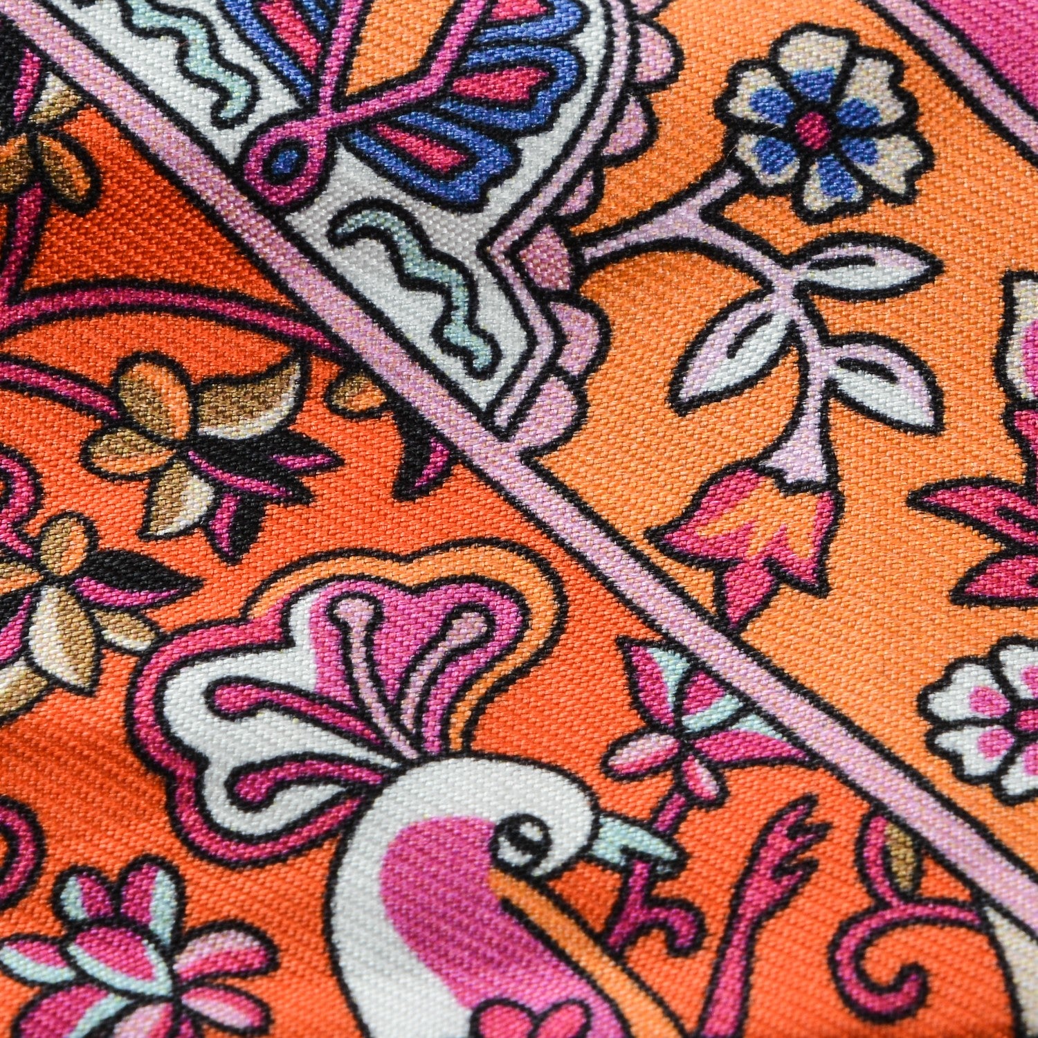 Hermes Silk Au Pays Des Oiseaux Fleurs Twilly Rose Vif Rouge Vert 4 of 4