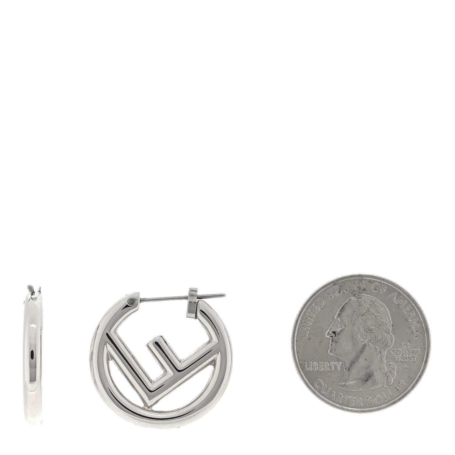 Fendi Metal FF Hoop Earrings Silver 2 of 3