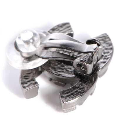 Chanel Ruthenium CC Spike Clip On Earrings 9 of 13