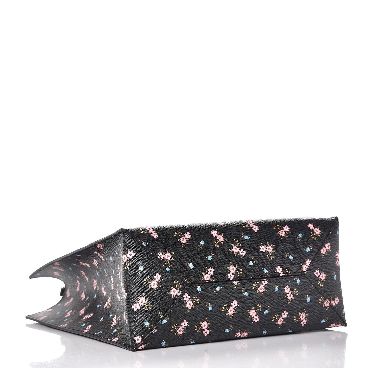 Coated Canvas Hibiscus Print Small Stargate Shopper Tote Black Multicolor