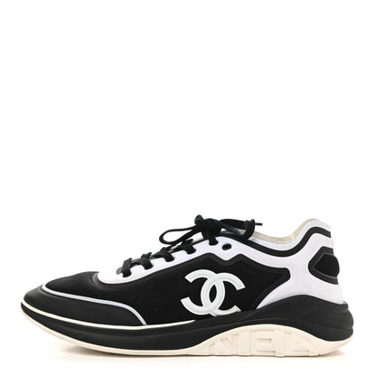 Chanel Mesh Lycra Thermoplastic Mens Sneakers 46 Black White 1 of 7