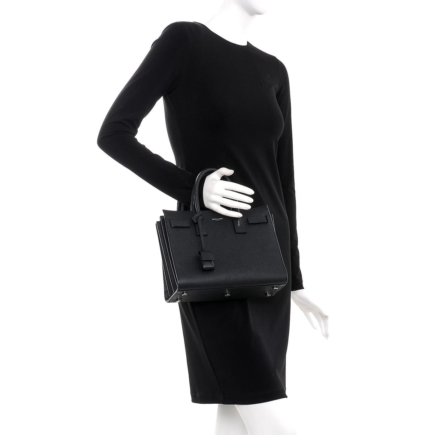 Grained Calfskin Baby Sac De Jour Black