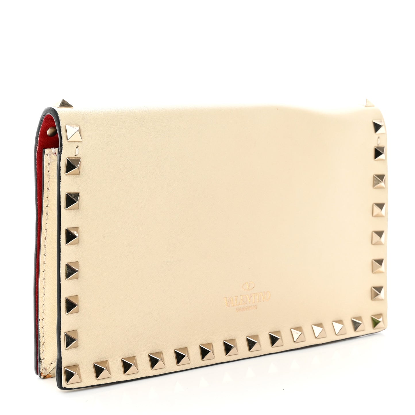 Nappa Rockstud Wristlet Clutch White