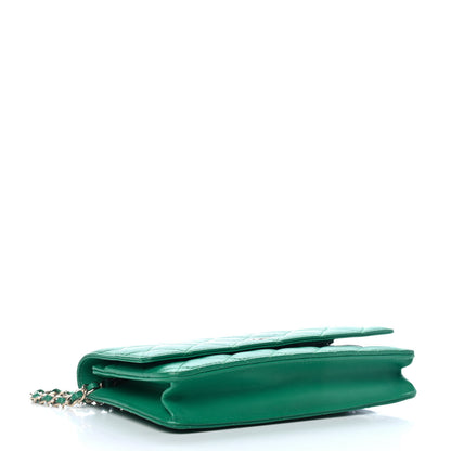 Chanel Lambskin Quilted Wallet On Chain WOC Green 3 of 4