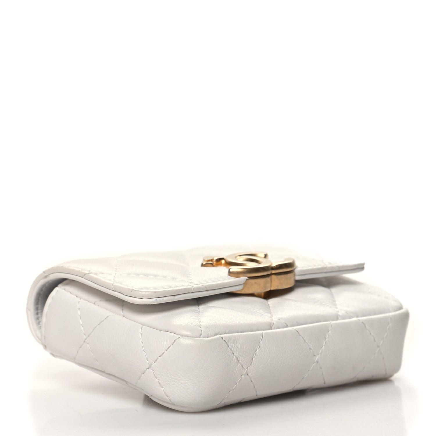 Chanel Lambskin Lacquered Metal Quilted Flap Chain Belt Bag White 4 of 17