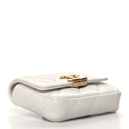 Chanel Lambskin Lacquered Metal Quilted Flap Chain Belt Bag White 4 of 17