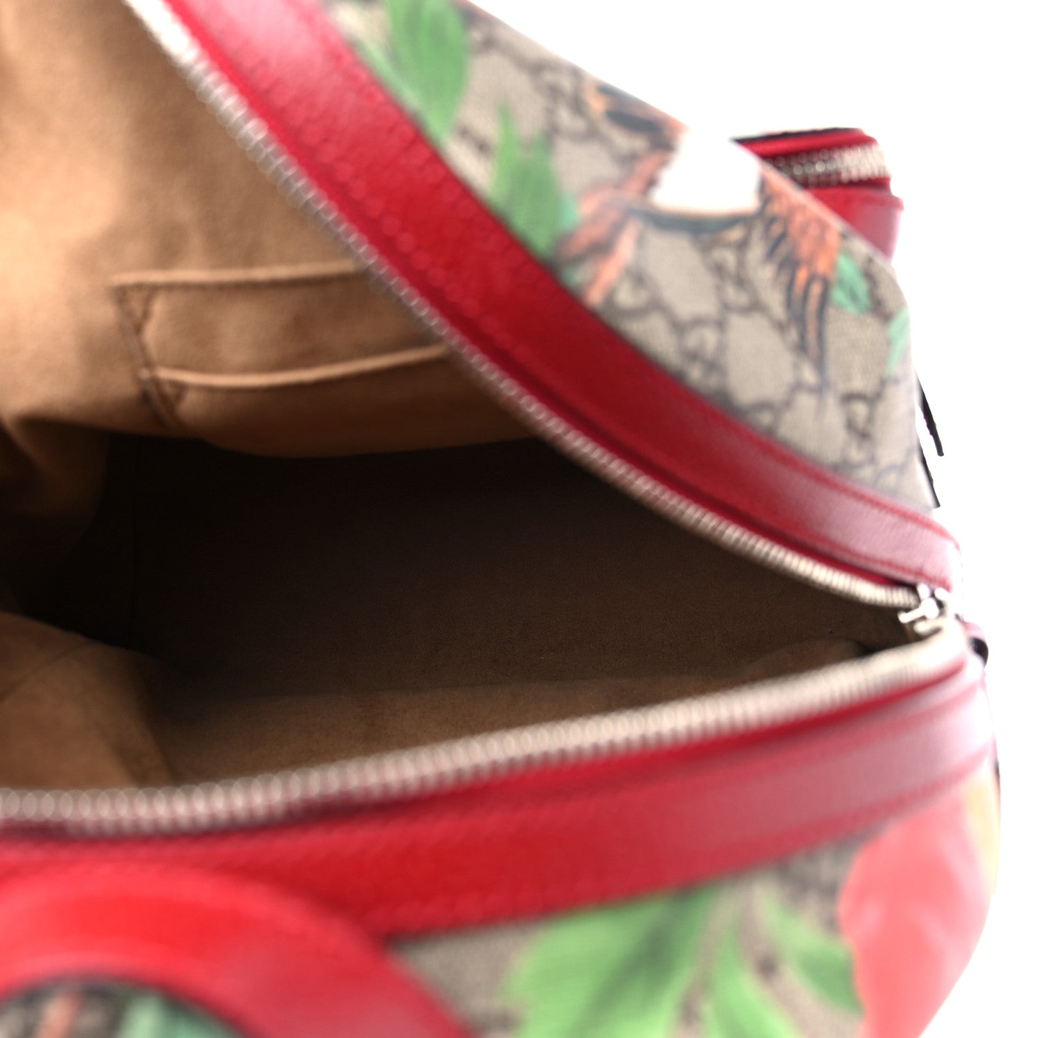 Gucci GG Supreme Monogram Tian Web Small Day Backpack Beige Multicolor Red 5 of 10