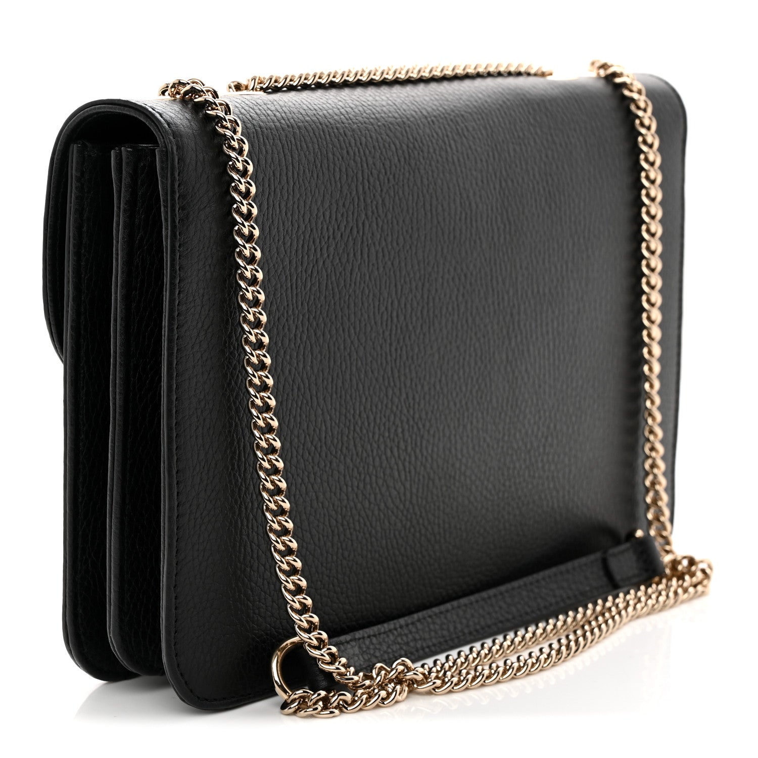 Gucci Dollar Calfskin Interlocking G Shoulder Bag Black 3 of 10