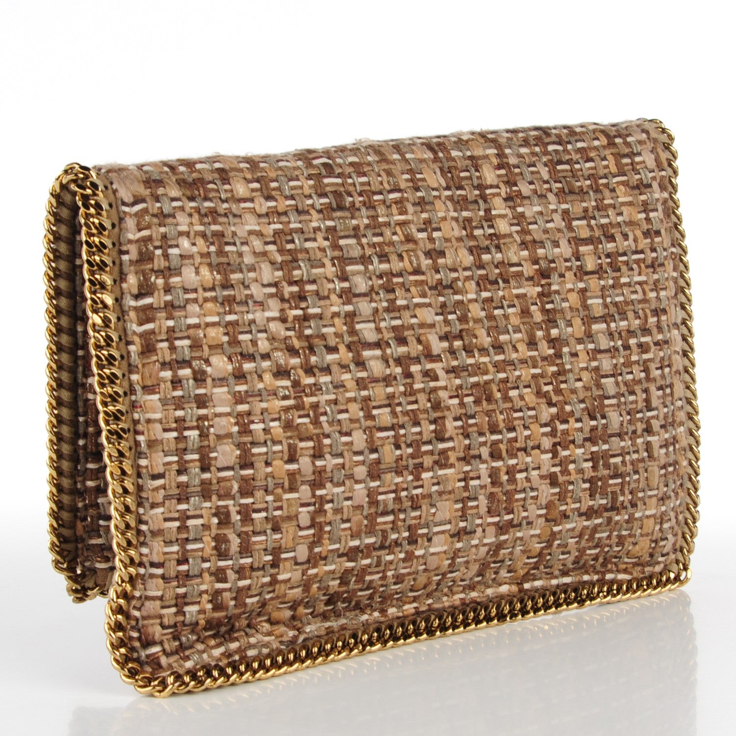 Stella McCartney Woven Boucle Fold Over Falabella Clutch White Sand 3 of 8
