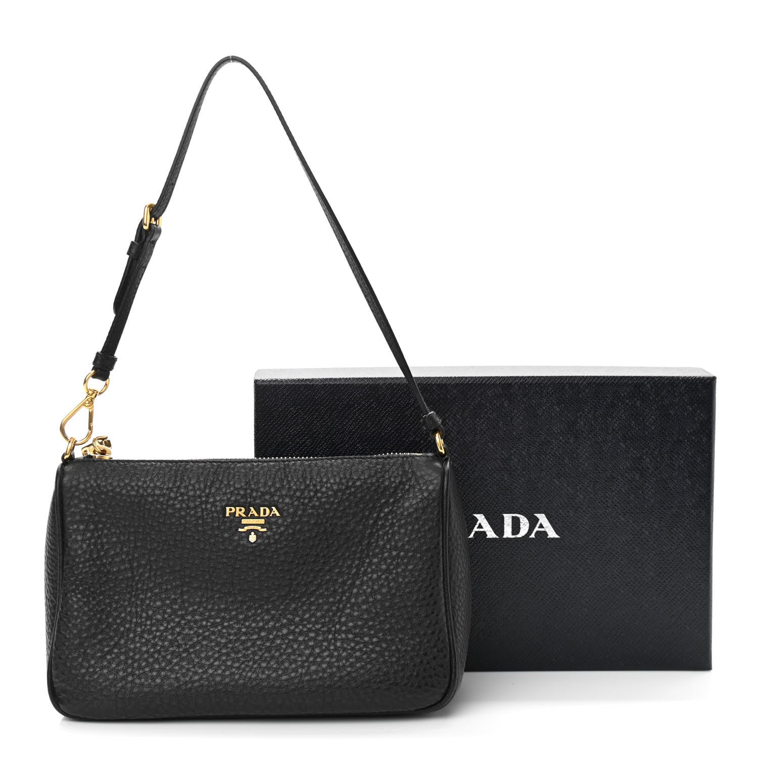Prada Vitello Daino Pochette Bag Black 12 of 12