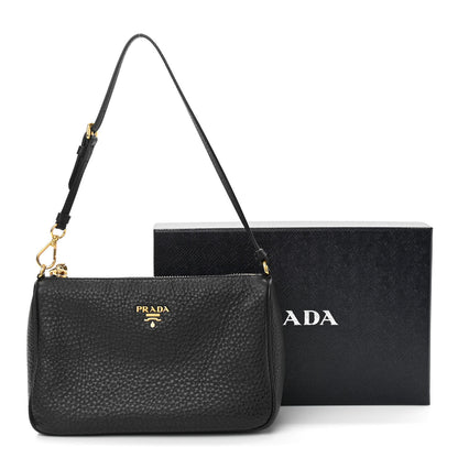 Prada Vitello Daino Pochette Bag Black 12 of 12