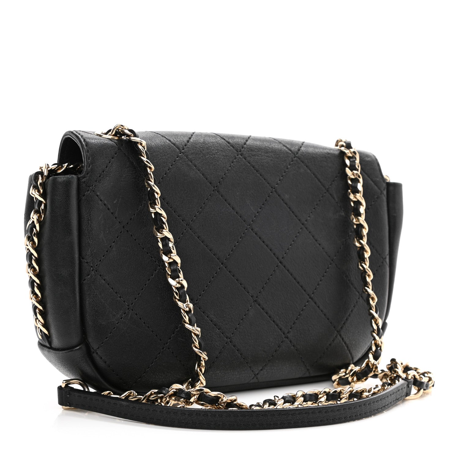 Chanel Goatskin Stitched Casual Trip Single Flap Black 5 of 19