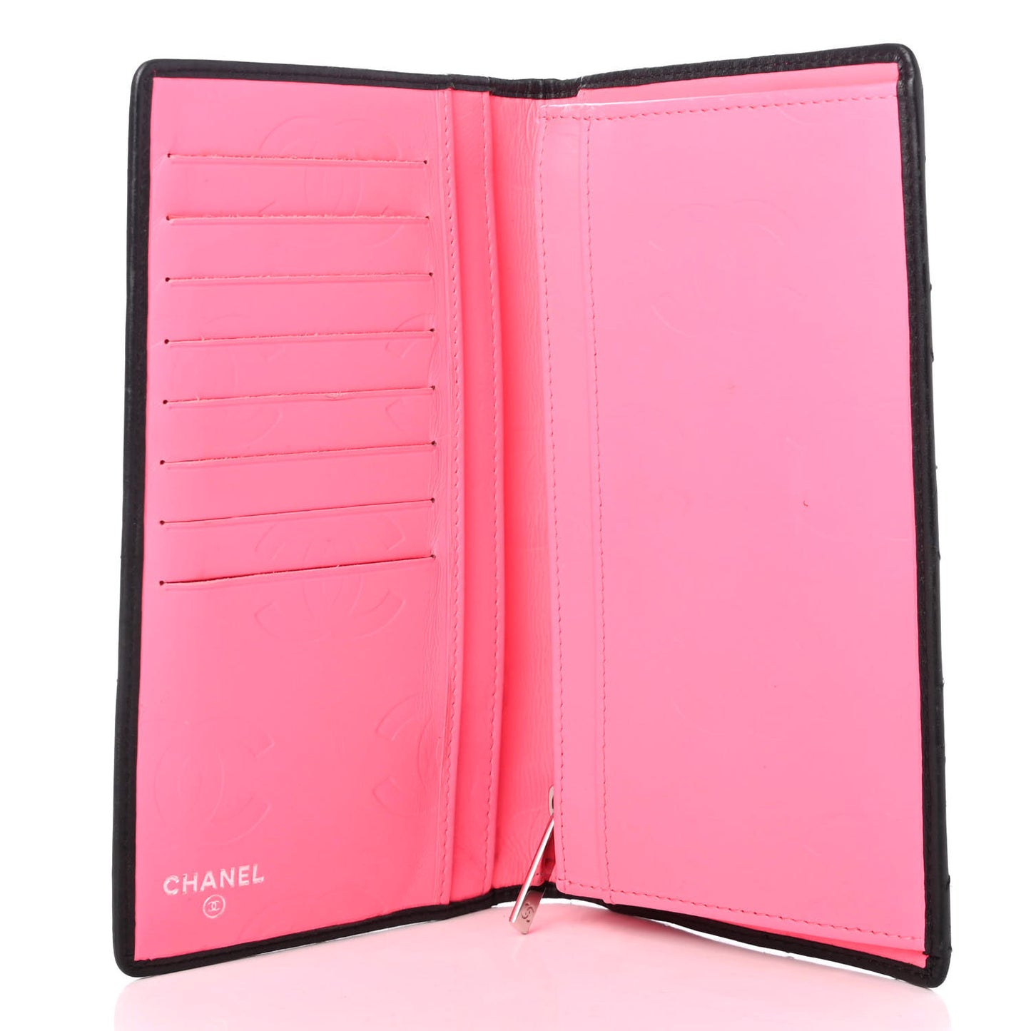 Calfskin Quilted Cambon Yen Wallet Black